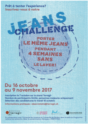 Mit diesem Plakat wurden Bürgerinnen und Bürger dazu aufgefordert, an der «Jeans-Challenge» teilzunehmen.