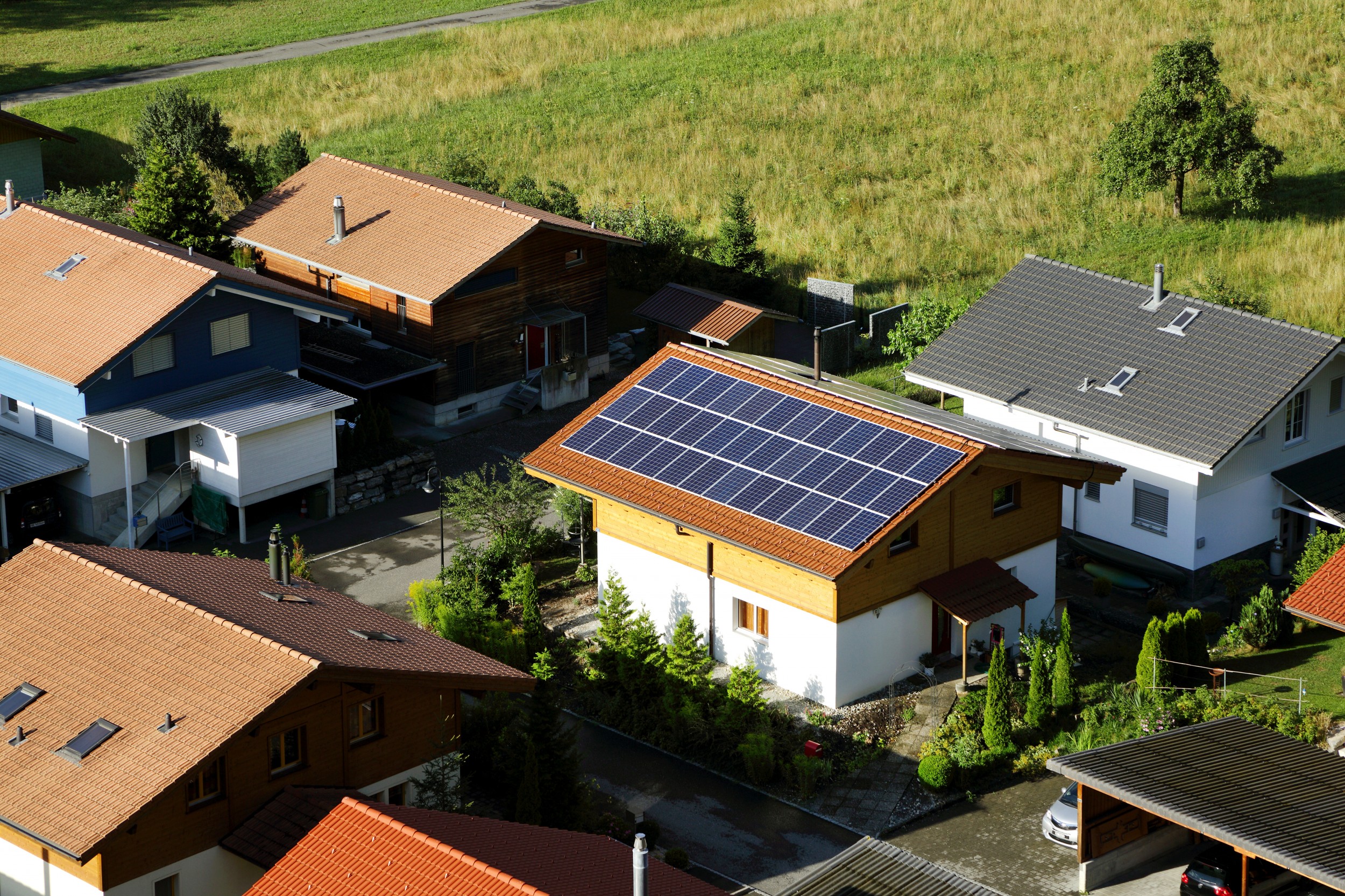 A building in Interlaken: an area of one million house roofs for solar panels will be required for the potential of solar energy to be exploited.