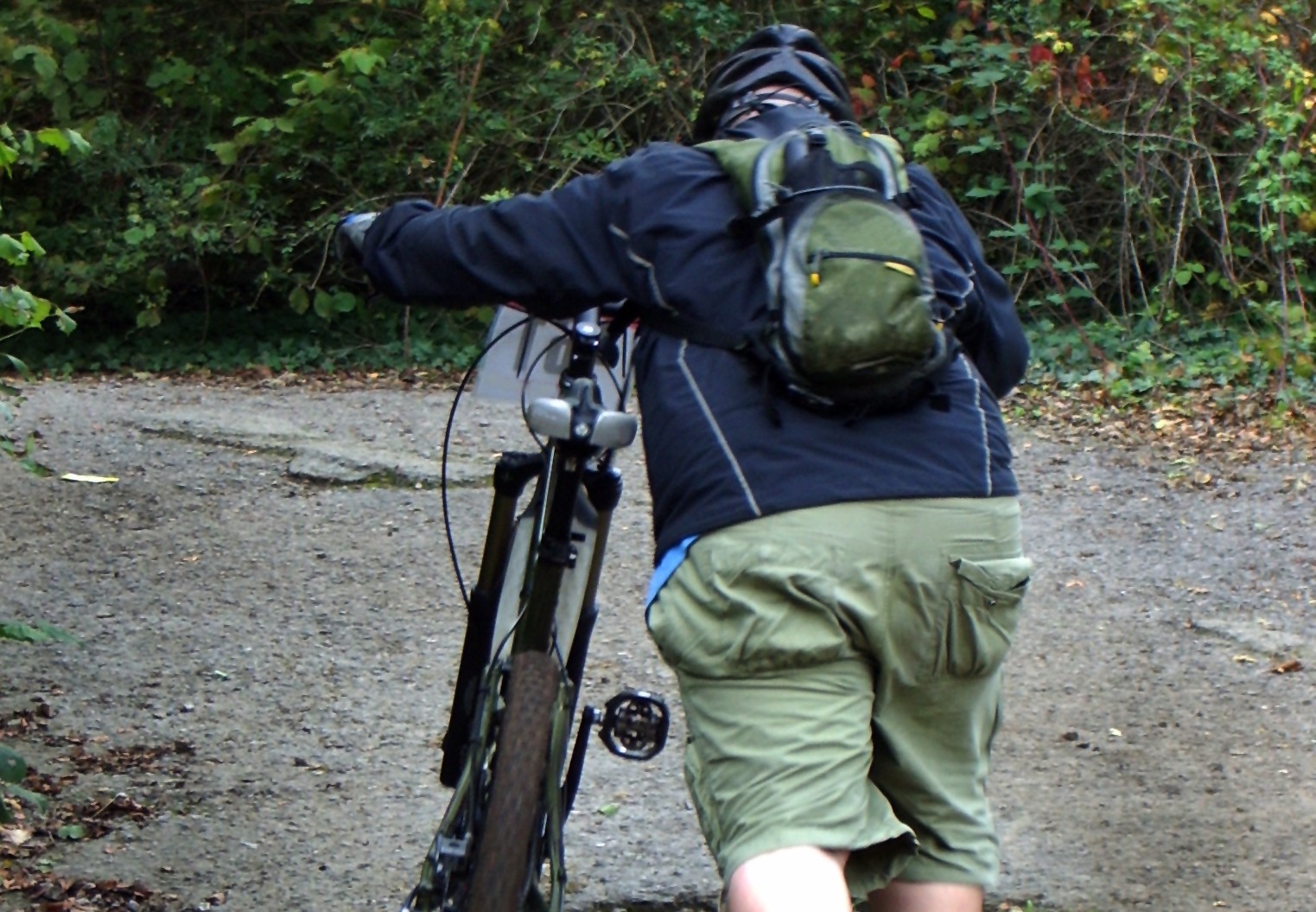 With the appropriate information, this man could be convinced of the benefits of long-term usage of a bicycle: seasonal e-bike rental is available.