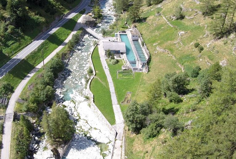 Before water can drive turbines, it must pass through desanding facilities: a plant near Saas-Balen in the canton of Valais