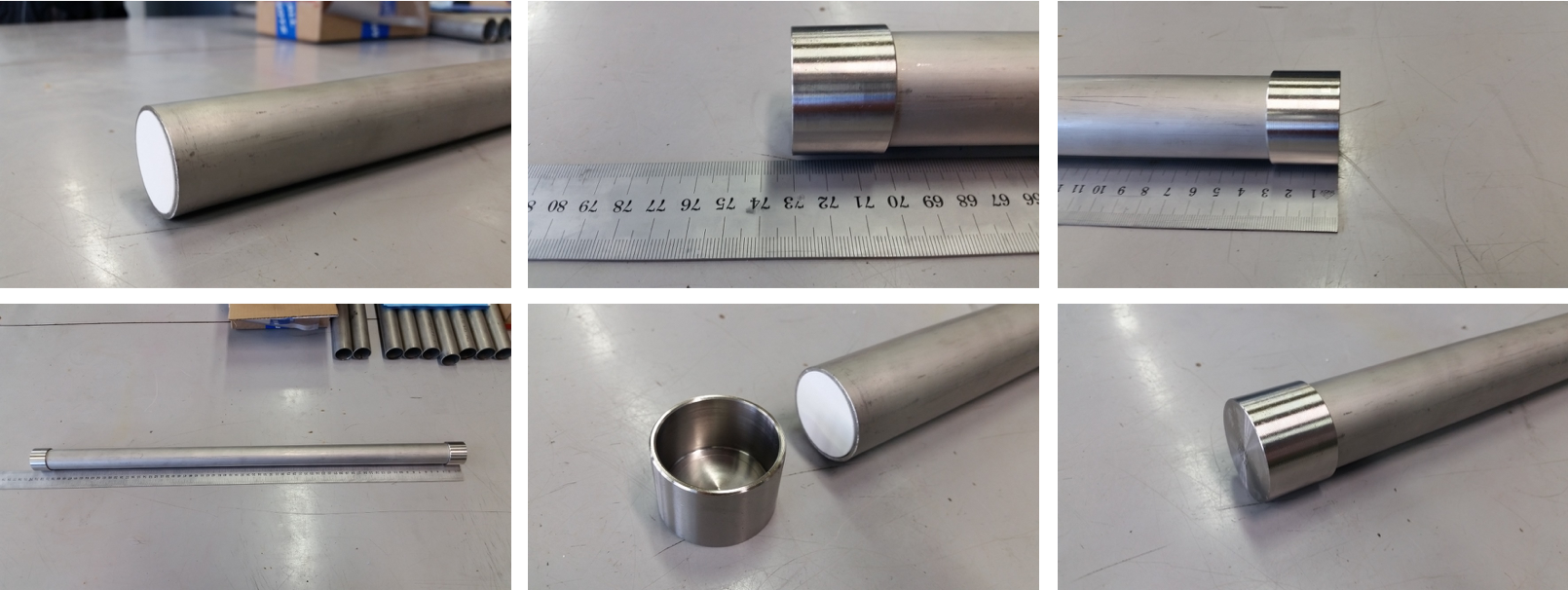 Un tube d'acier rempli du matériau à changement de phase en laboratoire.