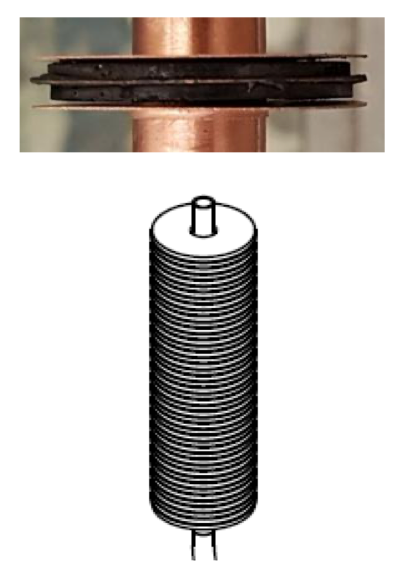 Dans la pompe à chaleur, les disques de carbone sont collés entre des plaques de cuivre conductrices de chaleur et empilés autour du tuyau de fluide frigorigène. La conception de ces éléments d’échangeur de chaleur est aussi importante pour le fonctionnement de la pompe à chaleur que les performances du matériau.